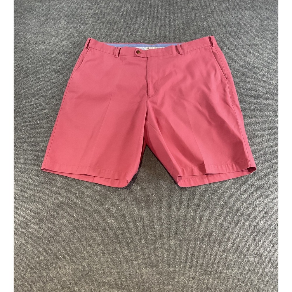 Peter Millar Crown Sport Chino Shorts Men's 42 Pink Stretch Golf Casual Flat Fro